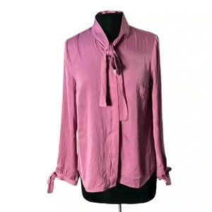 Modcloth Button Front Mauve Long Sleeve Blouse Size M